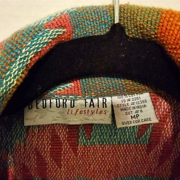 BEDFORD FAIR Boho Aztec Southwestern Tribal Tapestry Blazer Jacket - Size MP - Picture 8 of 8